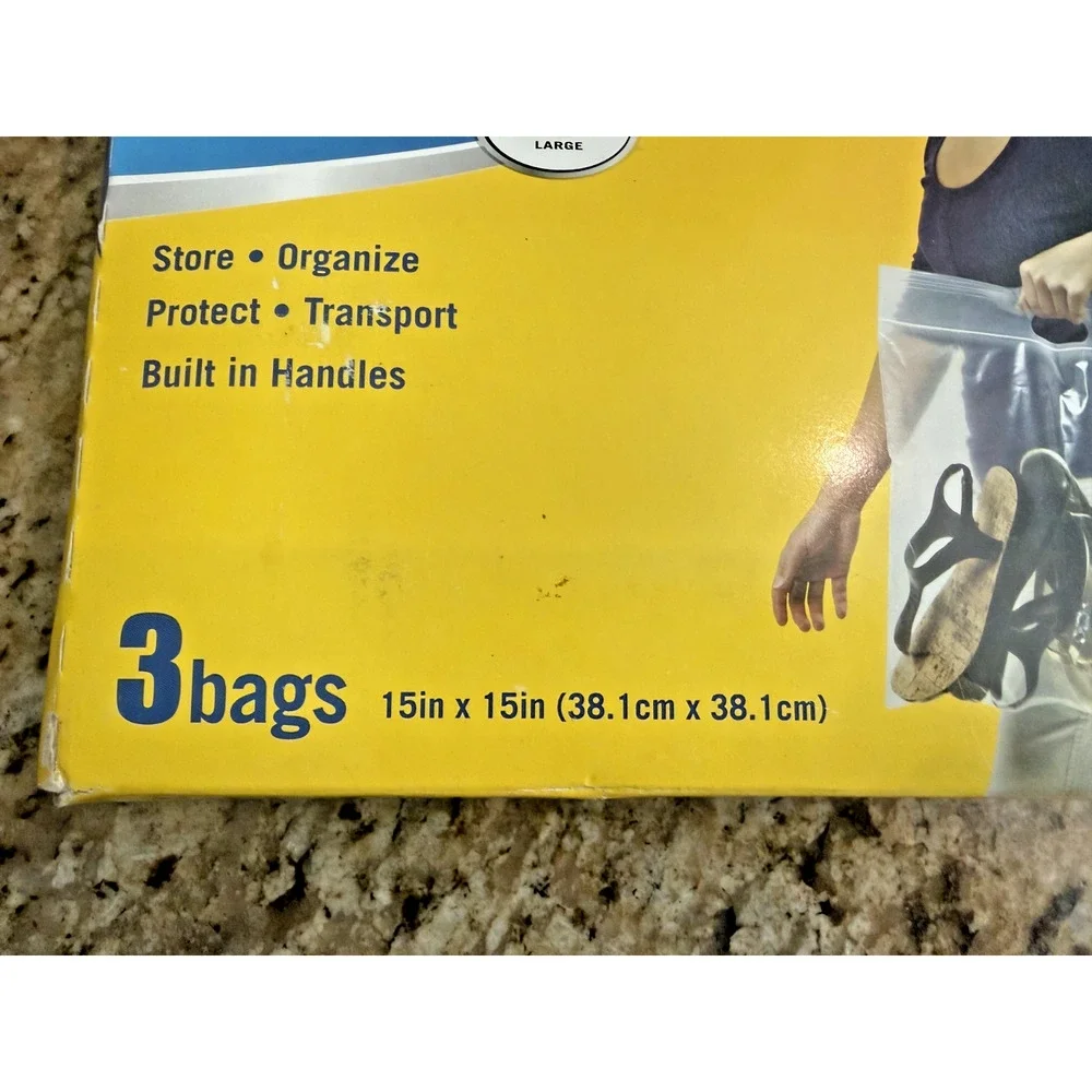 3 LARGE STOR HEAVY DUTY 2.5 Gallon Plastic STORAGE Clear Bags Handle Bag 15